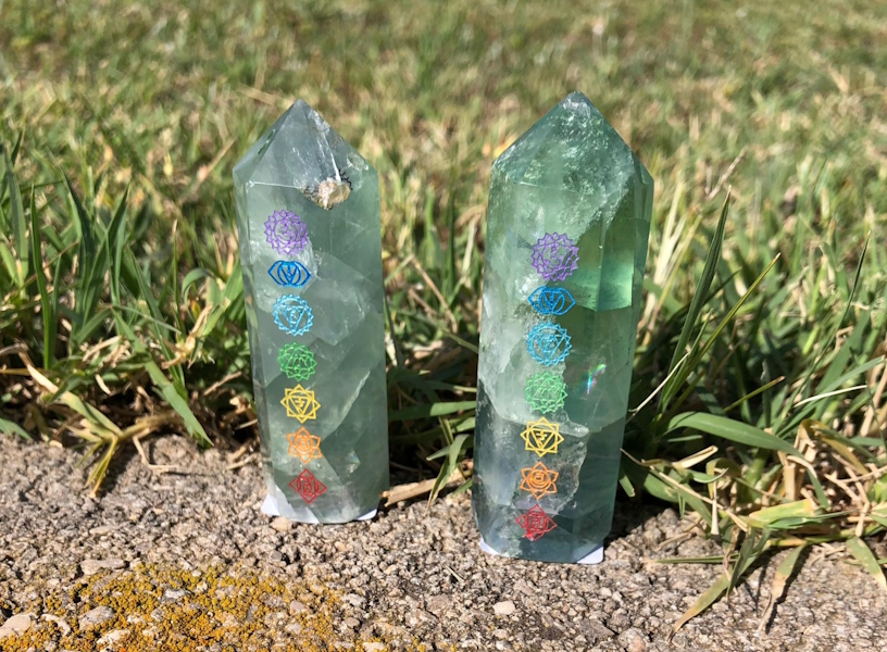 Punta Generador Fluorita Arcoiris Chakras Punta Generador Fluorita Arcoiris Chakras
